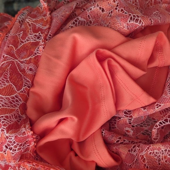 Taylor Coral Lace Tiered Ruffle V Neck Fairycore Short Sleeve Dress NWT Sz 4 - Picture 8 of 9